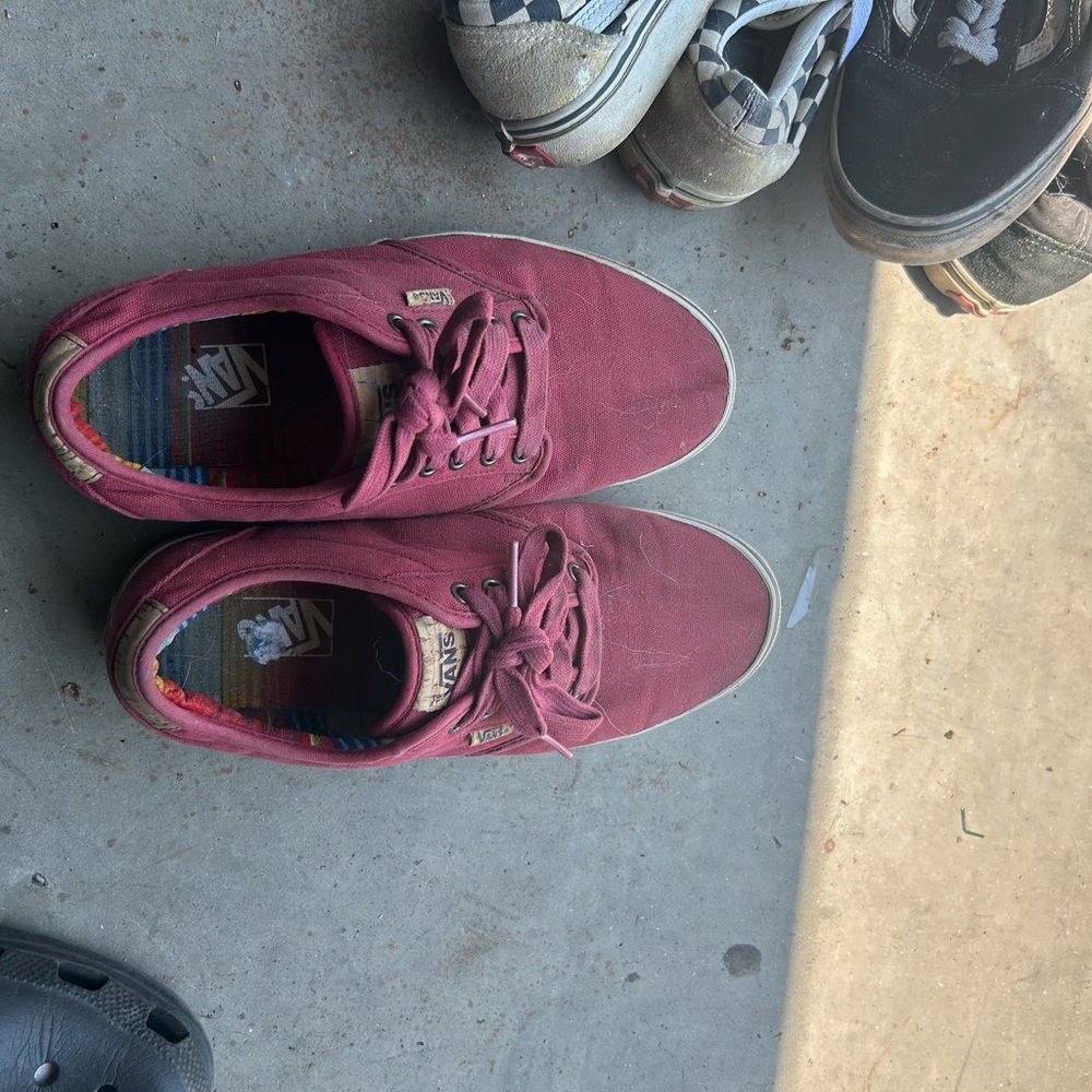 Vans Maroon Canvas Sneakers